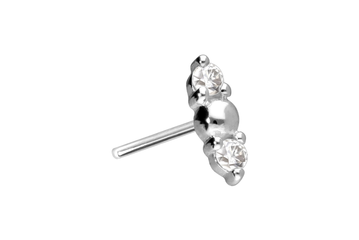 14 Karat Gold Aufsatz mit Titan Push Pin 2 MOISSANITE + KUGEL von Piercingline